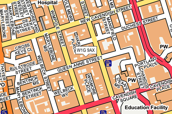 W1G 9AX map - OS OpenMap – Local (Ordnance Survey)