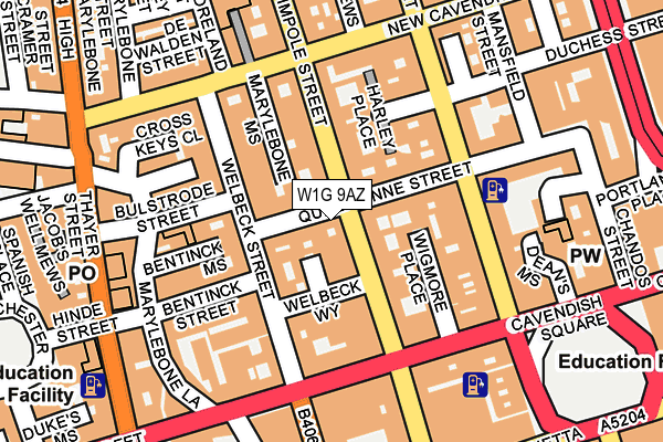 W1G 9AZ map - OS OpenMap – Local (Ordnance Survey)