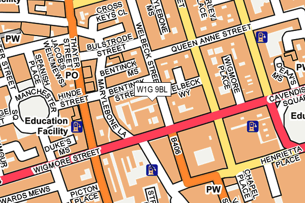 W1G 9BL map - OS OpenMap – Local (Ordnance Survey)