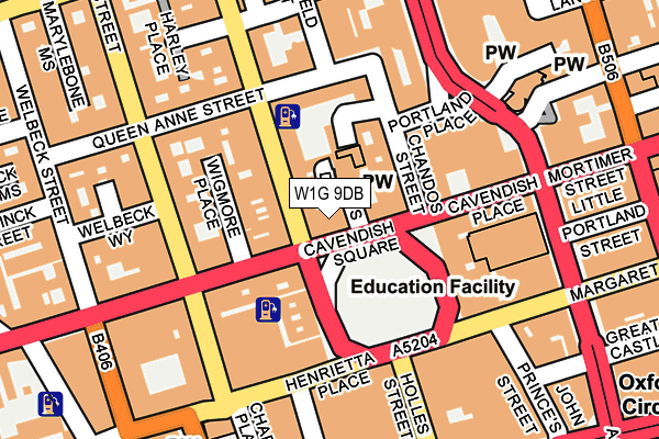 W1G 9DB map - OS OpenMap – Local (Ordnance Survey)