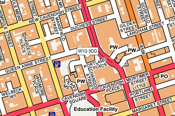 W1G 9DG map - OS OpenMap – Local (Ordnance Survey)