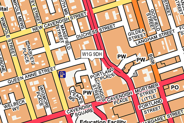 W1G 9DH map - OS OpenMap – Local (Ordnance Survey)