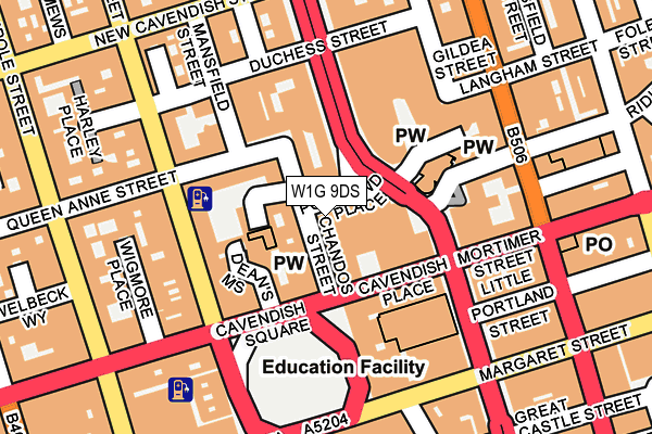 W1G 9DS map - OS OpenMap – Local (Ordnance Survey)