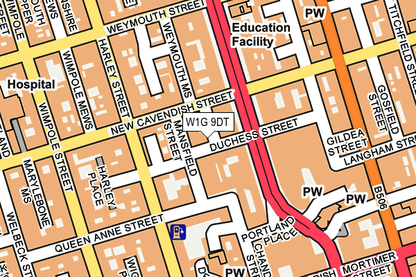 W1G 9DT map - OS OpenMap – Local (Ordnance Survey)
