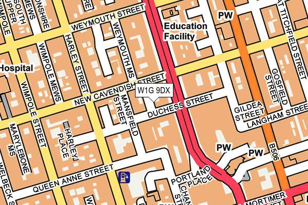 W1G 9DX map - OS OpenMap – Local (Ordnance Survey)