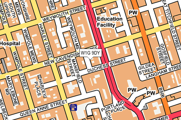 W1G 9DY map - OS OpenMap – Local (Ordnance Survey)