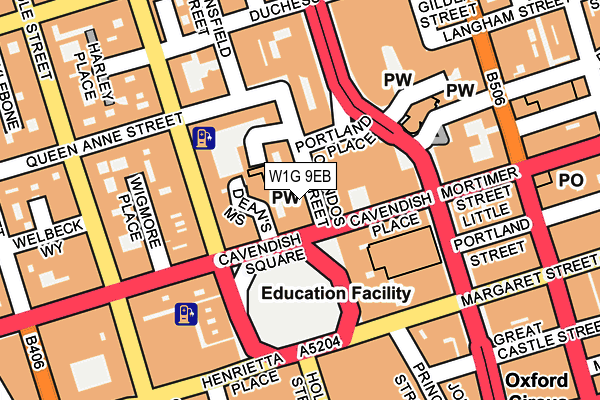 W1G 9EB map - OS OpenMap – Local (Ordnance Survey)