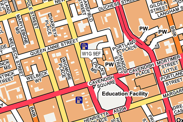 W1G 9EF map - OS OpenMap – Local (Ordnance Survey)