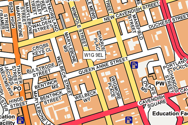 W1G 9EL map - OS OpenMap – Local (Ordnance Survey)