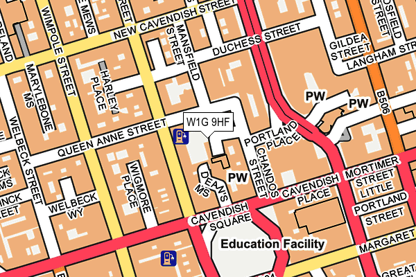 W1G 9HF map - OS OpenMap – Local (Ordnance Survey)