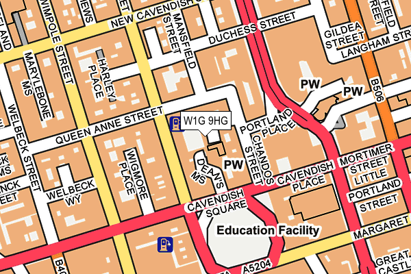 W1G 9HG map - OS OpenMap – Local (Ordnance Survey)