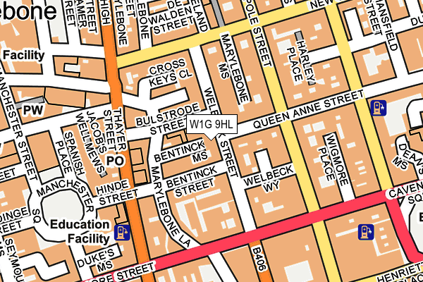 W1G 9HL map - OS OpenMap – Local (Ordnance Survey)