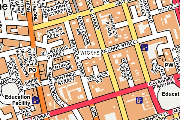 W1G 9HS map - OS OpenMap – Local (Ordnance Survey)