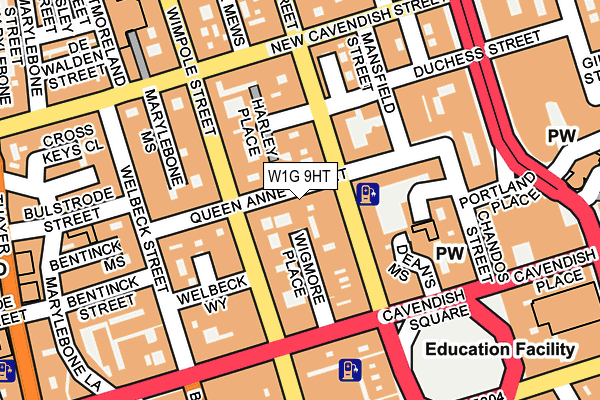 W1G 9HT map - OS OpenMap – Local (Ordnance Survey)