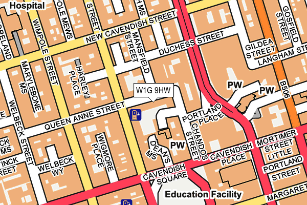 W1G 9HW map - OS OpenMap – Local (Ordnance Survey)