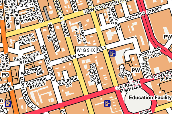 W1G 9HX map - OS OpenMap – Local (Ordnance Survey)