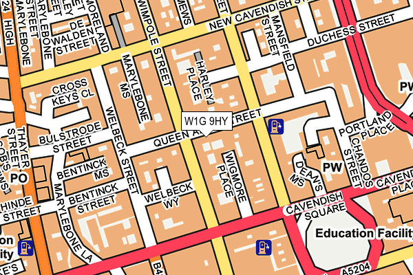 W1G 9HY map - OS OpenMap – Local (Ordnance Survey)