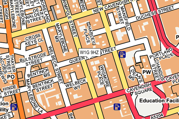 W1G 9HZ map - OS OpenMap – Local (Ordnance Survey)