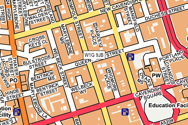 W1G 9JB map - OS OpenMap – Local (Ordnance Survey)