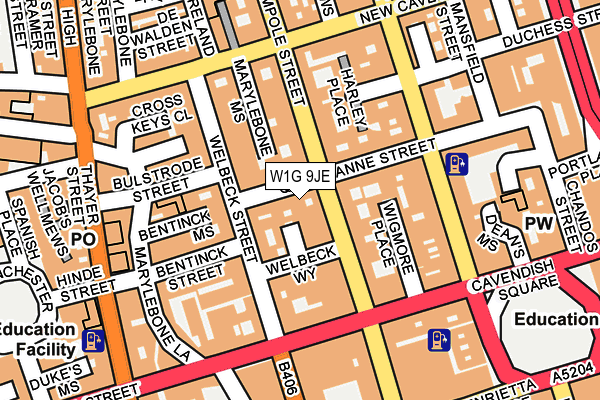 W1G 9JE map - OS OpenMap – Local (Ordnance Survey)