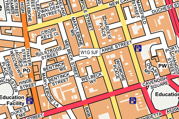 W1G 9JF map - OS OpenMap – Local (Ordnance Survey)