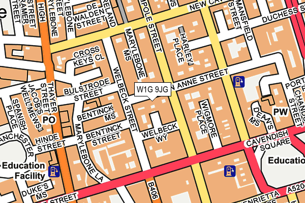 W1G 9JG map - OS OpenMap – Local (Ordnance Survey)