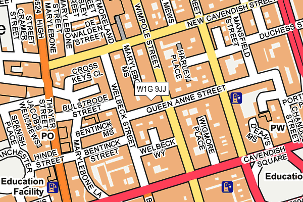 W1G 9JJ map - OS OpenMap – Local (Ordnance Survey)