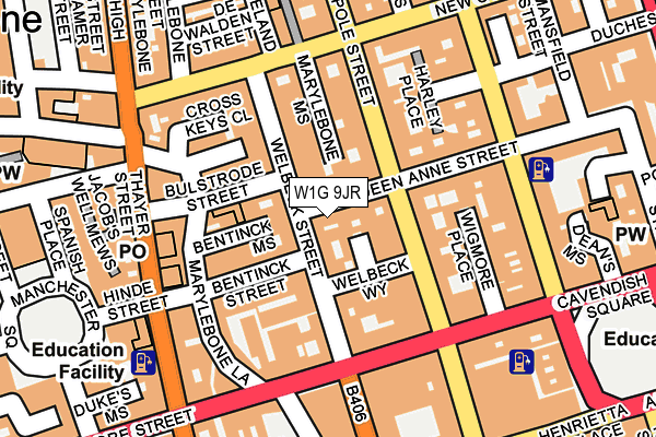 W1G 9JR map - OS OpenMap – Local (Ordnance Survey)