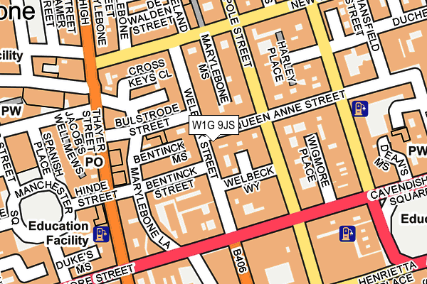 W1G 9JS map - OS OpenMap – Local (Ordnance Survey)