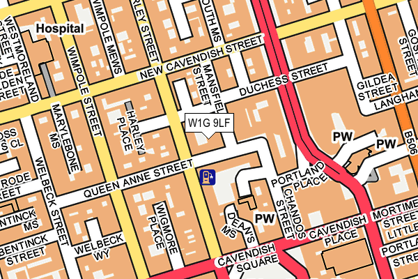 W1G 9LF map - OS OpenMap – Local (Ordnance Survey)