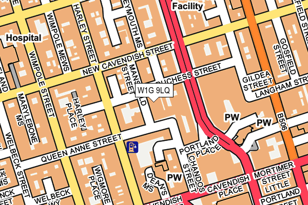 W1G 9LQ map - OS OpenMap – Local (Ordnance Survey)