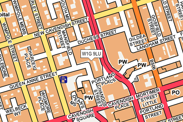 W1G 9LU map - OS OpenMap – Local (Ordnance Survey)
