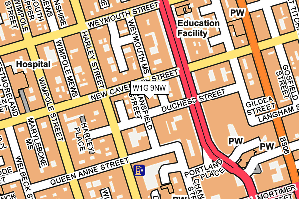 W1G 9NW map - OS OpenMap – Local (Ordnance Survey)