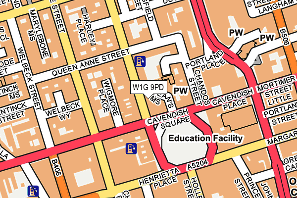 W1G 9PD map - OS OpenMap – Local (Ordnance Survey)