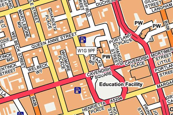 W1G 9PF map - OS OpenMap – Local (Ordnance Survey)
