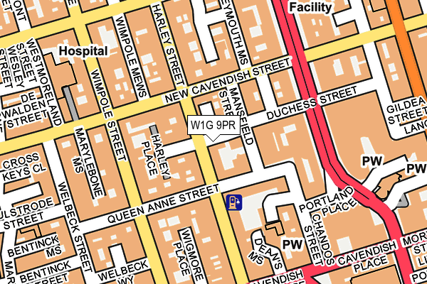 W1G 9PR map - OS OpenMap – Local (Ordnance Survey)