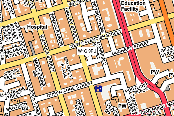 W1G 9PU map - OS OpenMap – Local (Ordnance Survey)
