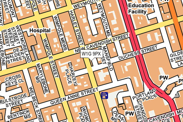 W1G 9PX map - OS OpenMap – Local (Ordnance Survey)