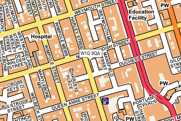 W1G 9QA map - OS OpenMap – Local (Ordnance Survey)