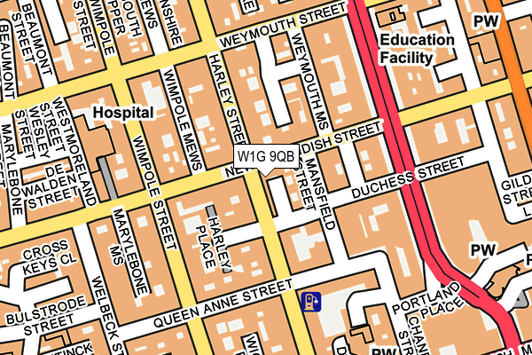 W1G 9QB map - OS OpenMap – Local (Ordnance Survey)