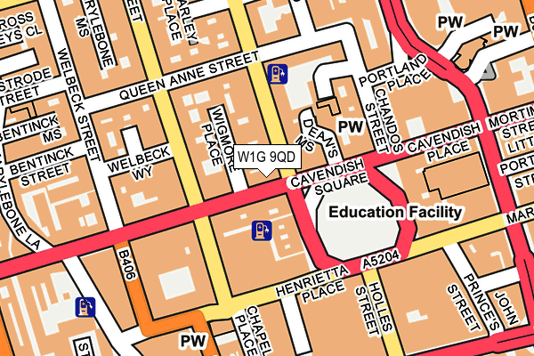 W1G 9QD map - OS OpenMap – Local (Ordnance Survey)