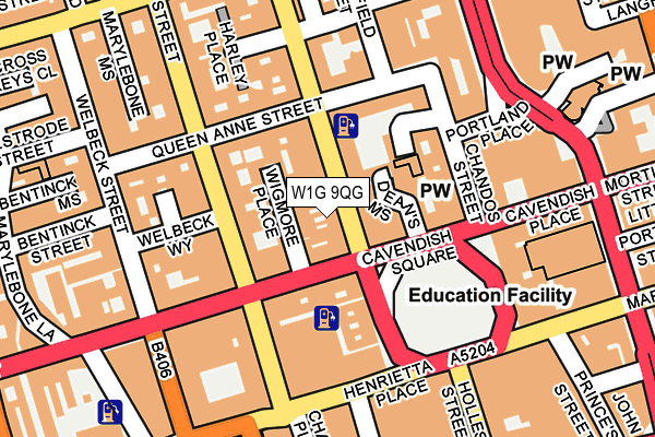W1G 9QG map - OS OpenMap – Local (Ordnance Survey)
