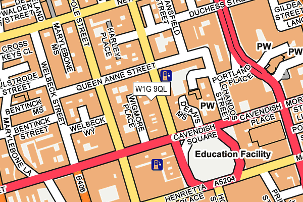 W1G 9QL map - OS OpenMap – Local (Ordnance Survey)