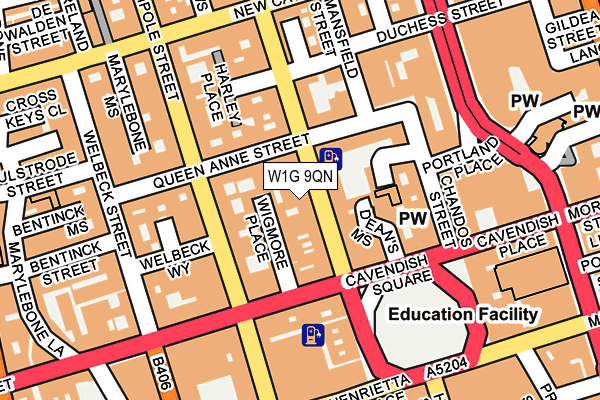 W1G 9QN map - OS OpenMap – Local (Ordnance Survey)