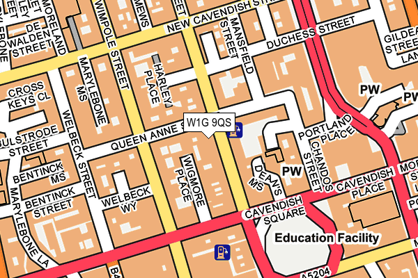W1G 9QS map - OS OpenMap – Local (Ordnance Survey)