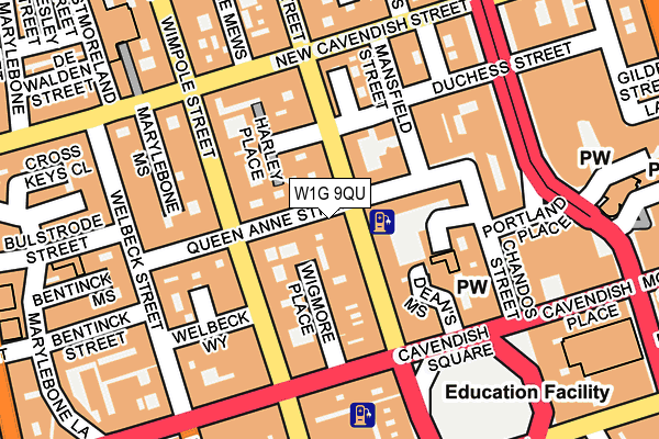 W1G 9QU map - OS OpenMap – Local (Ordnance Survey)