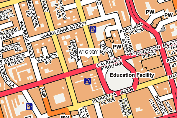 W1G 9QY map - OS OpenMap – Local (Ordnance Survey)