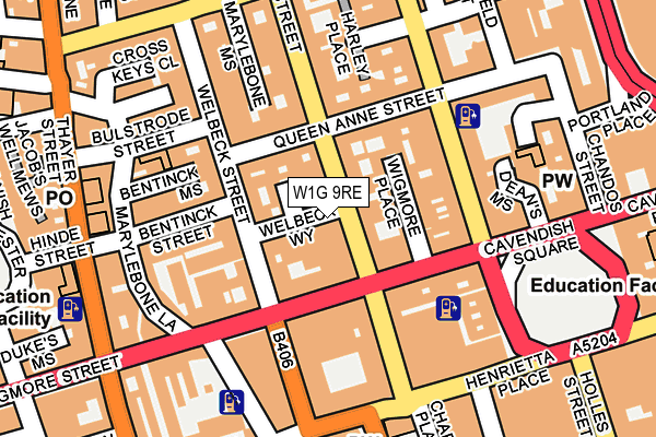 W1G 9RE map - OS OpenMap – Local (Ordnance Survey)