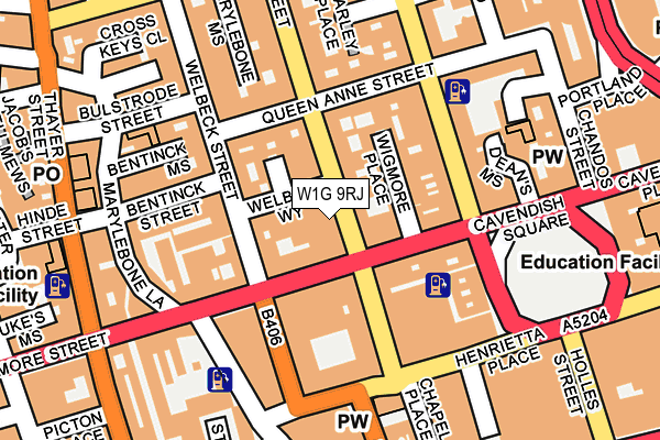 W1G 9RJ map - OS OpenMap – Local (Ordnance Survey)