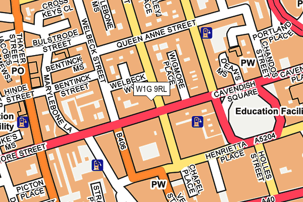 W1G 9RL map - OS OpenMap – Local (Ordnance Survey)
